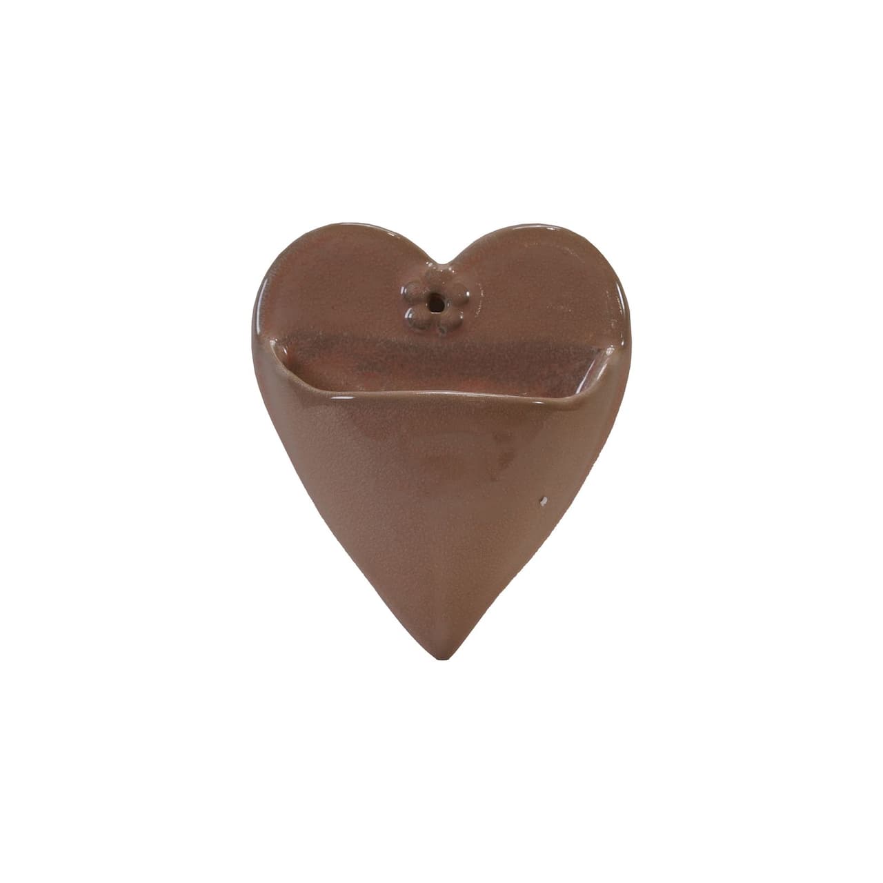 Hello Honey® Stoneware Brown Heart Shaped Wall Planter with Reactive Glaze